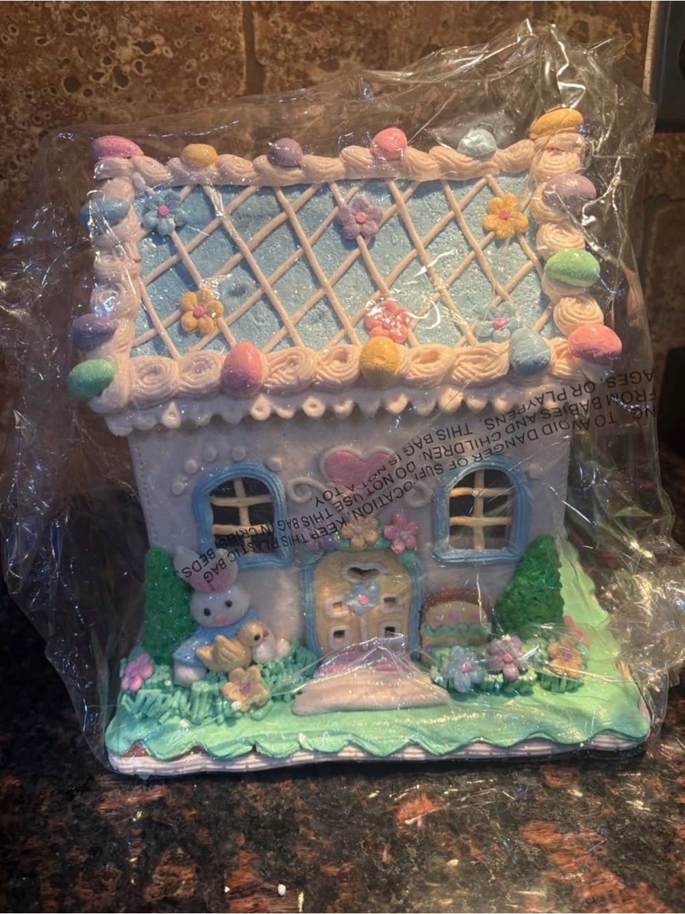 Valerie Parr Hill Easter Lighted Pastel Claydough Gingerbread House NEW